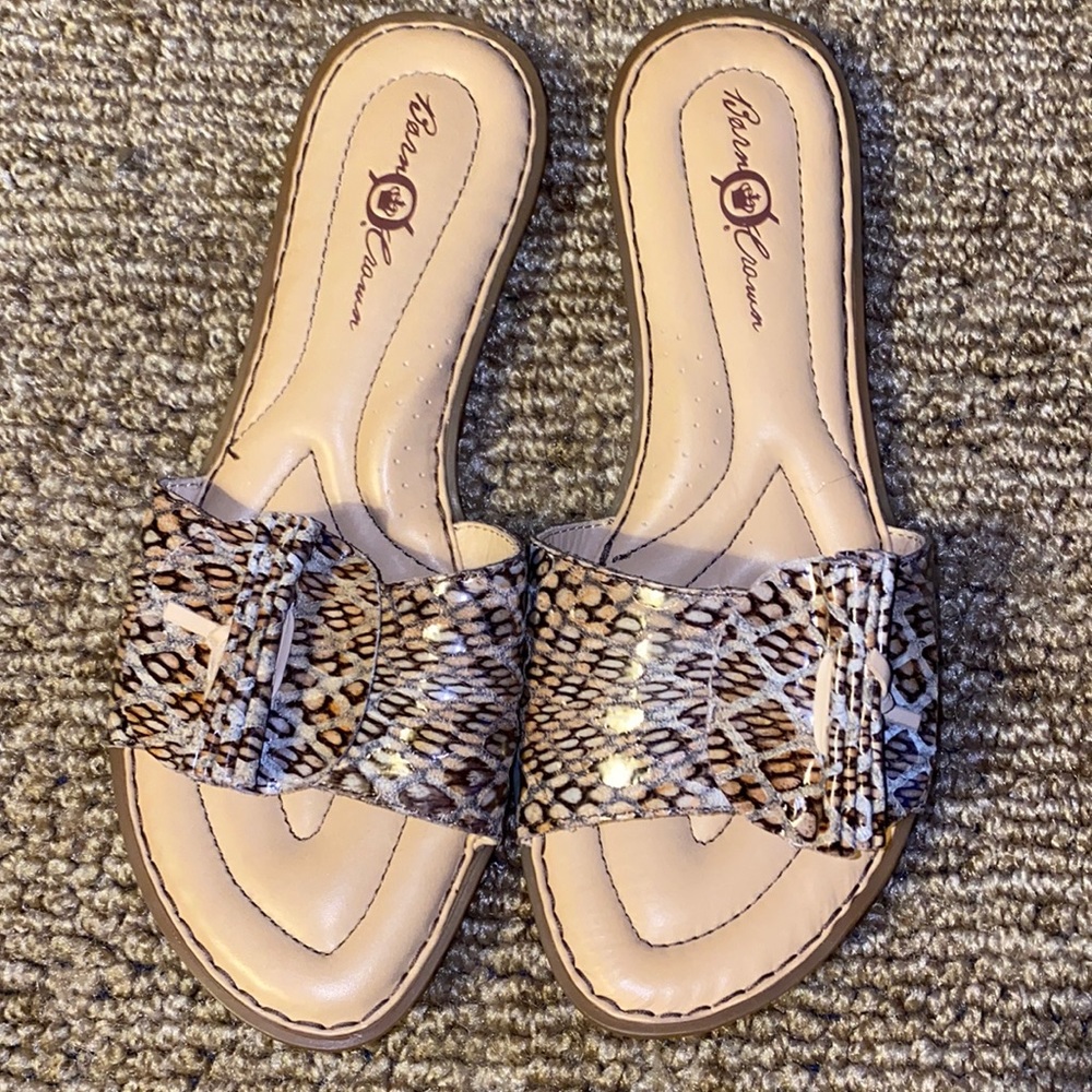 👑Born Crown slide sandals with snake print strap and real leather size 7